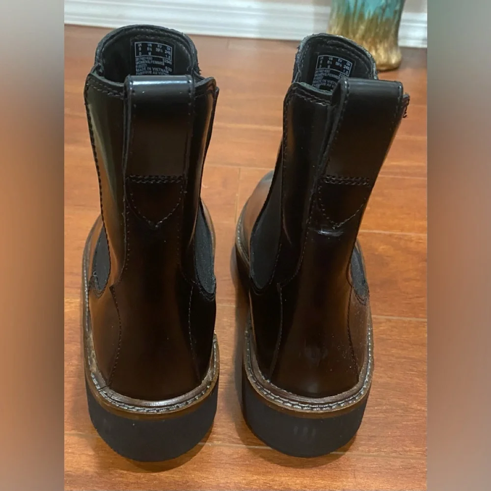 Clarks Orianna Up Black Leather Pull On Chunky Boots 8.5 - Picture 5 of 10